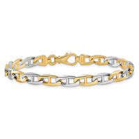 14K Two-tone 6.6mm Hand-polished Fancy Anchor Link Bracelet-LK505-8.25