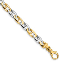 14K Two-tone 6.6mm Hand-polished Fancy Anchor Link Bracelet-LK505-8.25