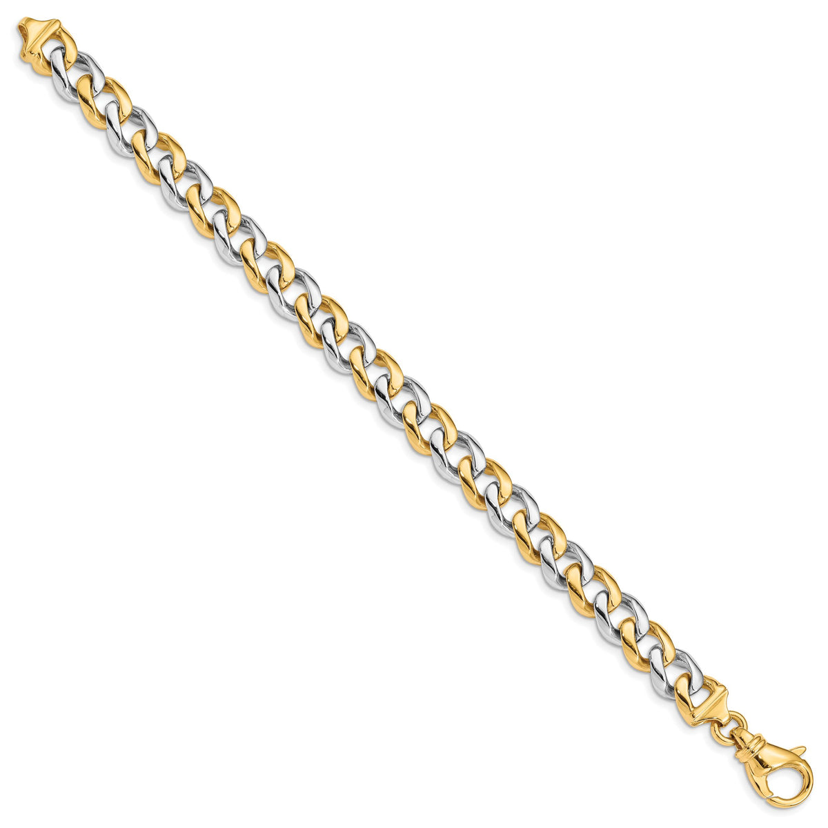 14k Two-tone 9.3mm Hand-polished Fancy Link Bracelet-LK512-8