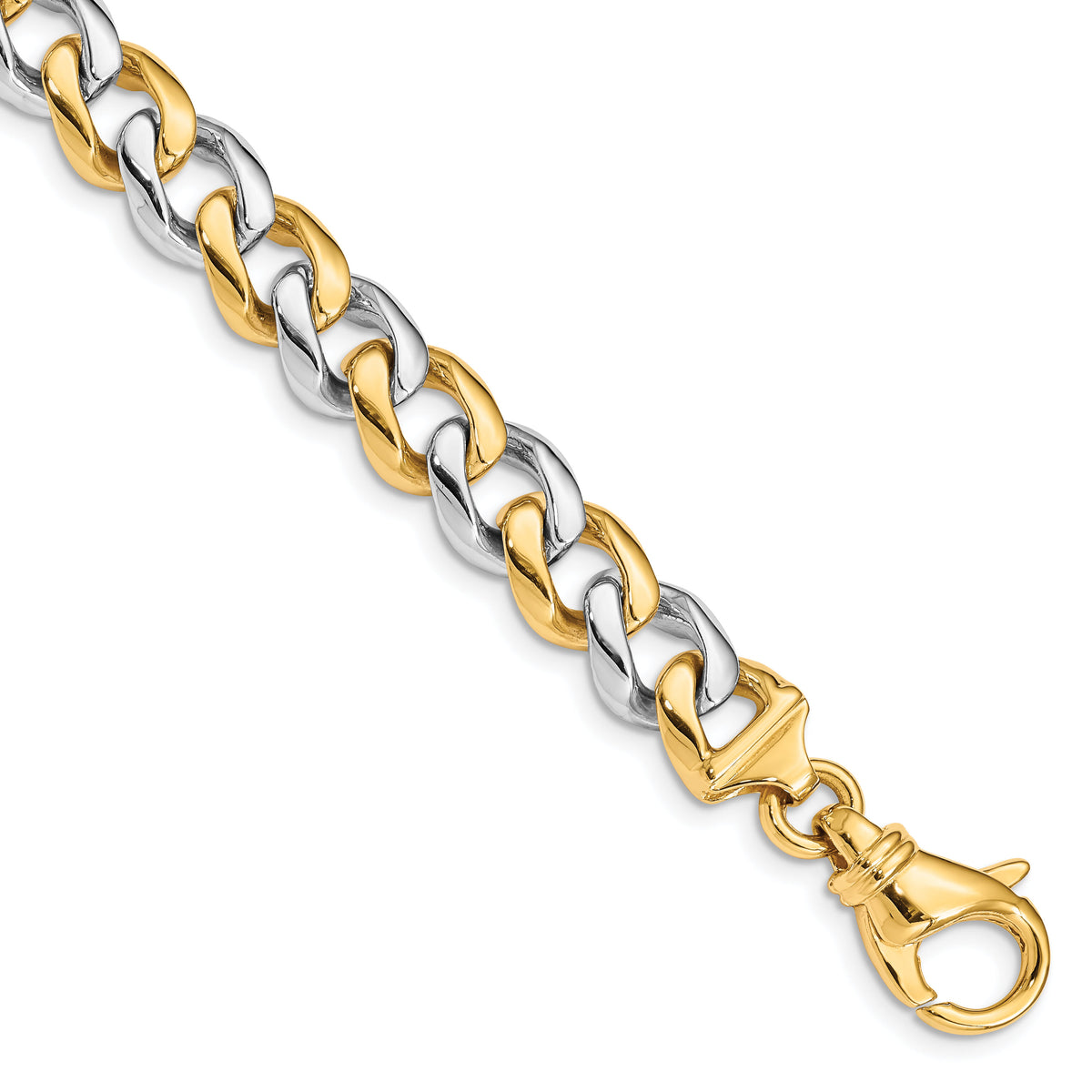 14k Two-tone 9.3mm Hand-polished Fancy Link Bracelet-LK512-8