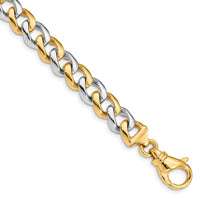 14k Two-tone 9.3mm Hand-polished Fancy Link Bracelet-LK512-8
