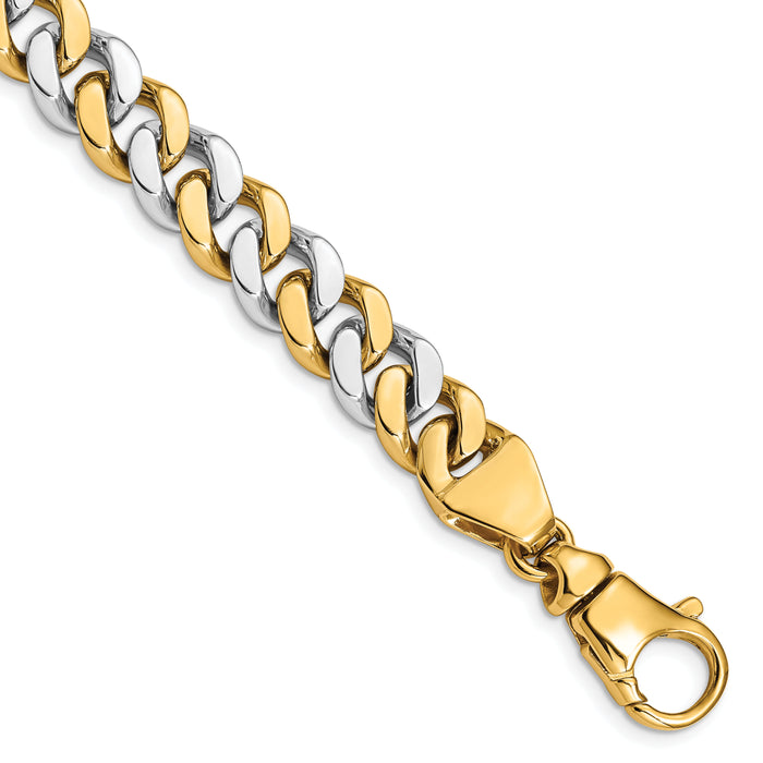 14k Two-tone 10mm Hand Polished Fancy Link Bracelet-LK514-8.5