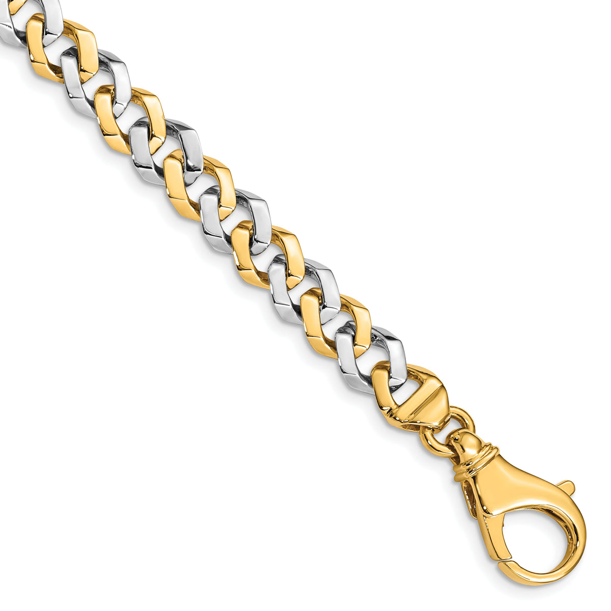 14k Two-tone 8mm Hand-polished Fancy Link Bracelet-LK515-8