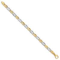 14K Two-tone 5.5mm Hand Polished Fancy Link Bracelet-LK522-7.5