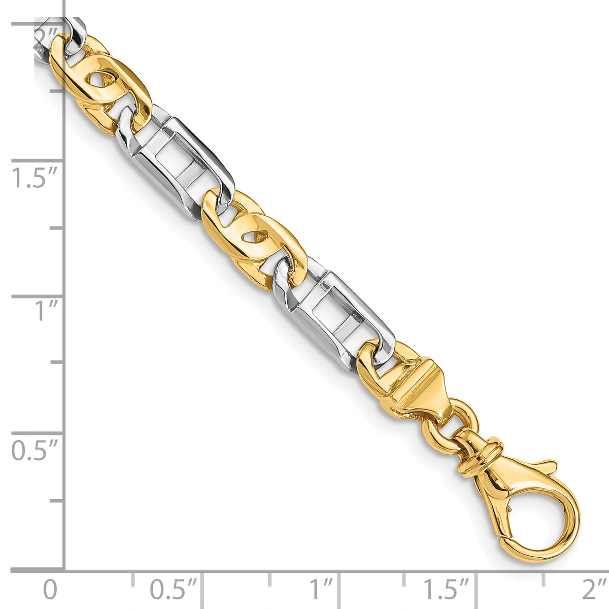 14K Two-tone 5.5mm Hand Polished Fancy Link Bracelet-LK522-8.5