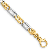 14K Two-tone 5.5mm Hand Polished Fancy Link Bracelet-LK522-7.5