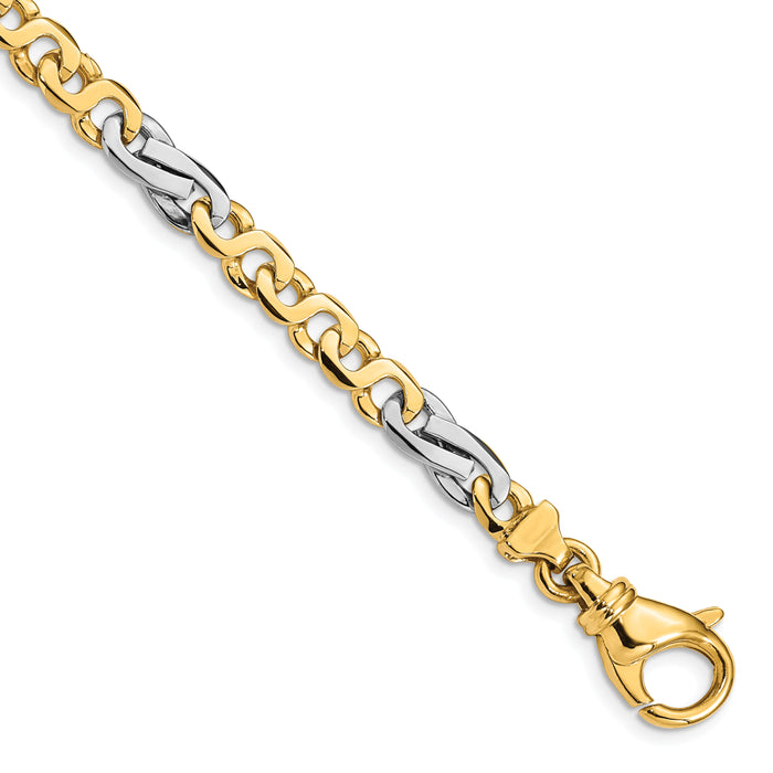 14K Two-tone 5.8mm Hand Polished Fancy Link Bracelet-LK523-8