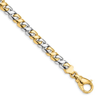 14K Two-tone 7.1mm Hand-polished Fancy Link Bracelet-LK527-8.25