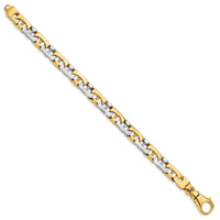 14K Two-tone 8.5mm Hand-polished Fancy Link Bracelet-LK530-8.5