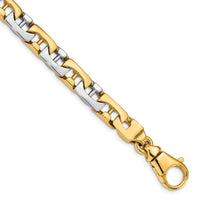 14K Two-tone 8.5mm Hand-polished Fancy Link Bracelet-LK530-8.5