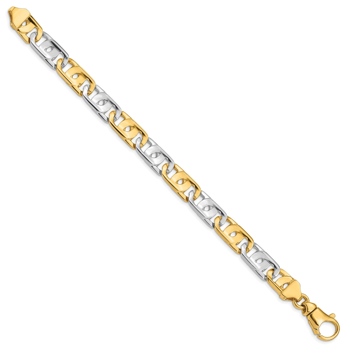 14k Two-tone 10mm Hand Polished Fancy Link Bracelet-LK533-8.5