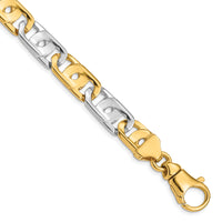 14k Two-tone 10mm Hand Polished Fancy Link Bracelet-LK533-8.5