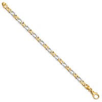 14k Two-tone 4.8mm Hand Polished Fancy Link Bracelet-LK535-7