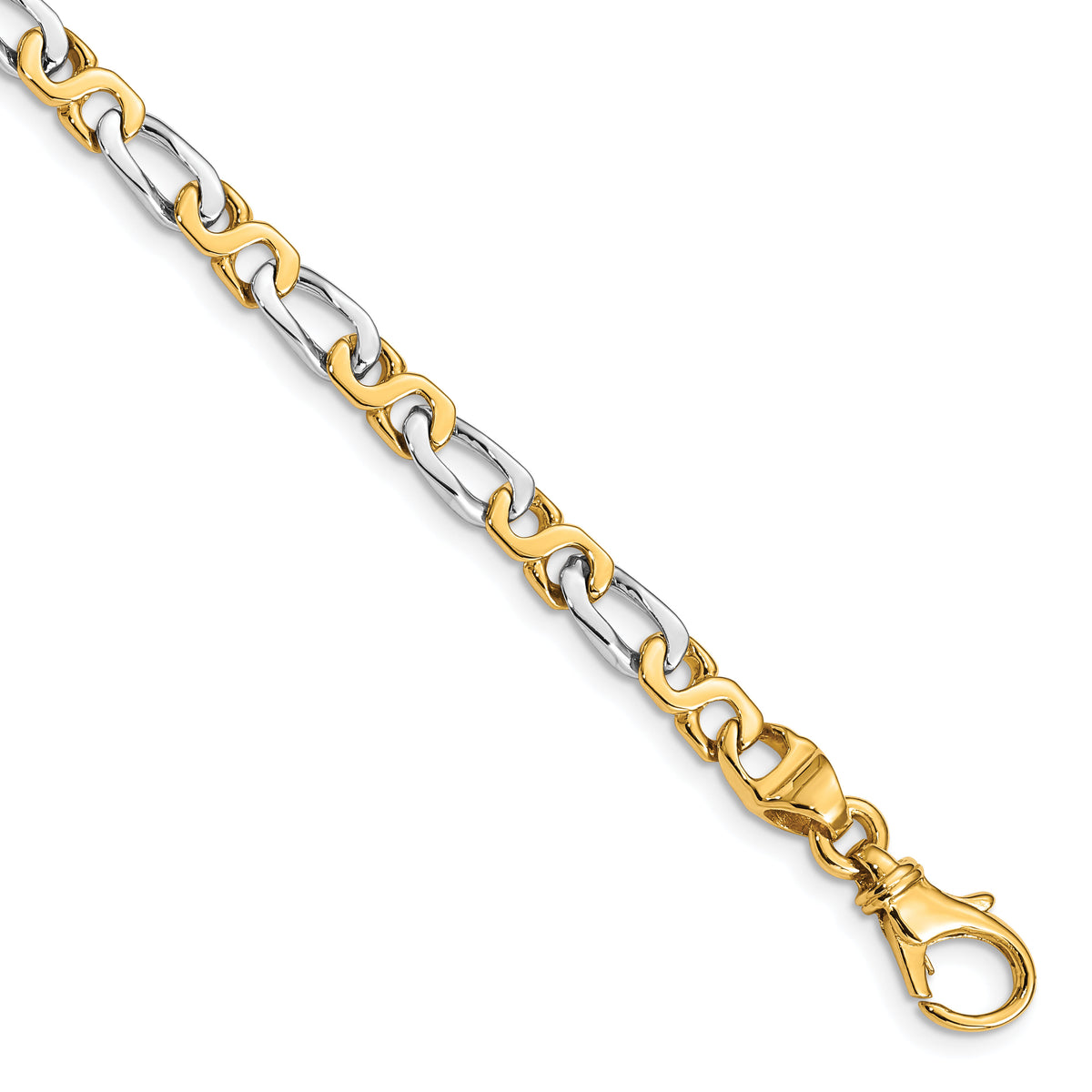 14k Two-tone 4.8mm Hand Polished Fancy Link Bracelet-LK535-7