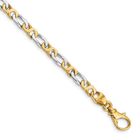 14k Two-tone 4.8mm Hand Polished Fancy Link Bracelet-LK535-7