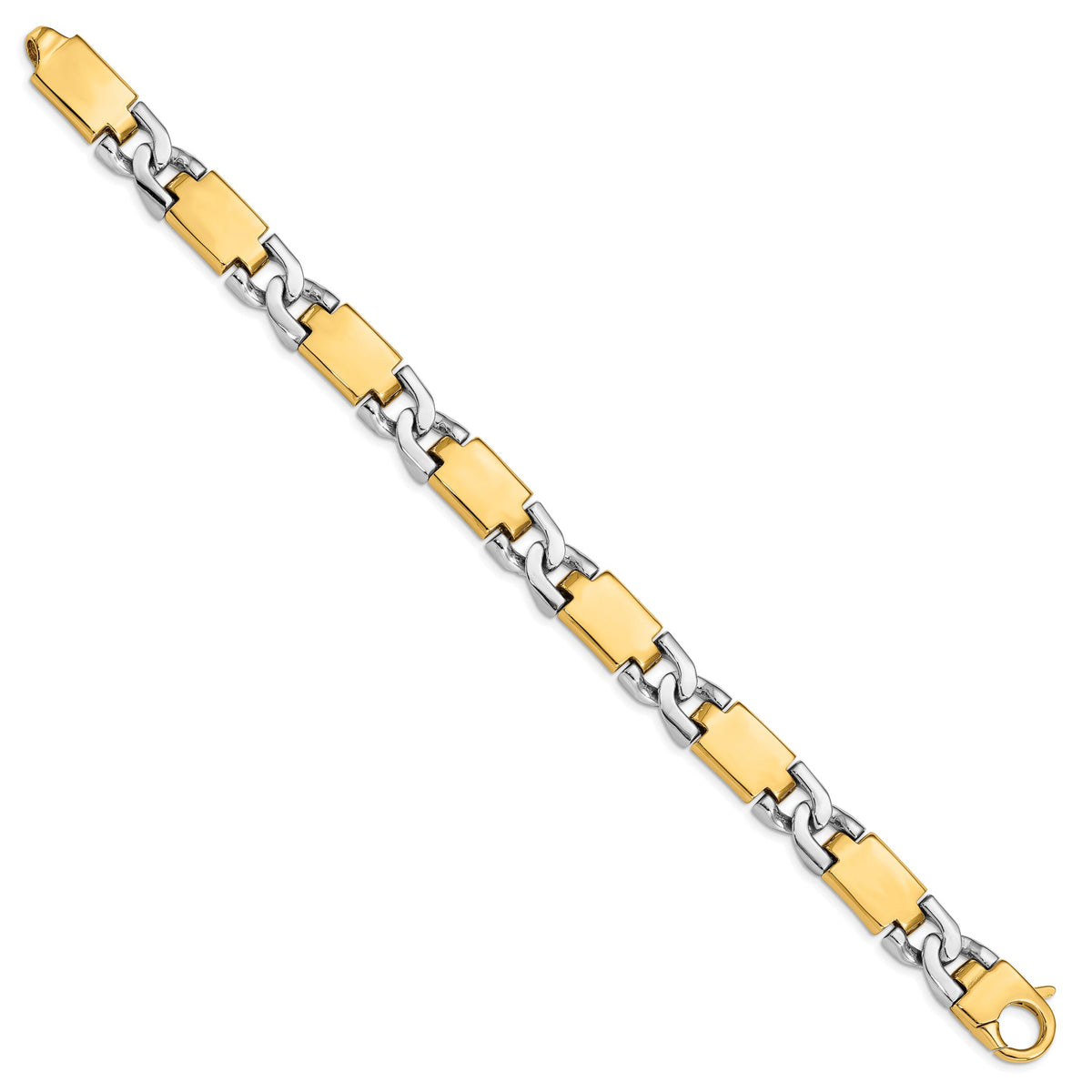 14k Two-tone 10.9mm Hand Polished Gold Fancy Link Bracelet-LK543-9