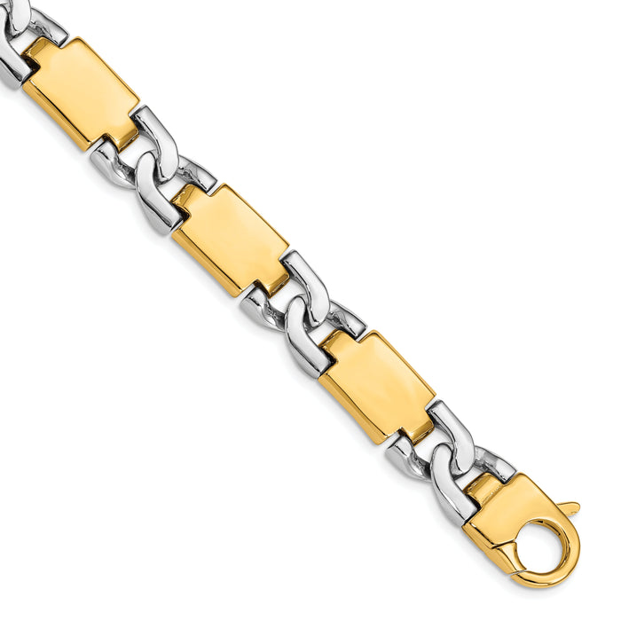 14k Two-tone 10.9mm Hand Polished Gold Fancy Link Necklace-LK543-20