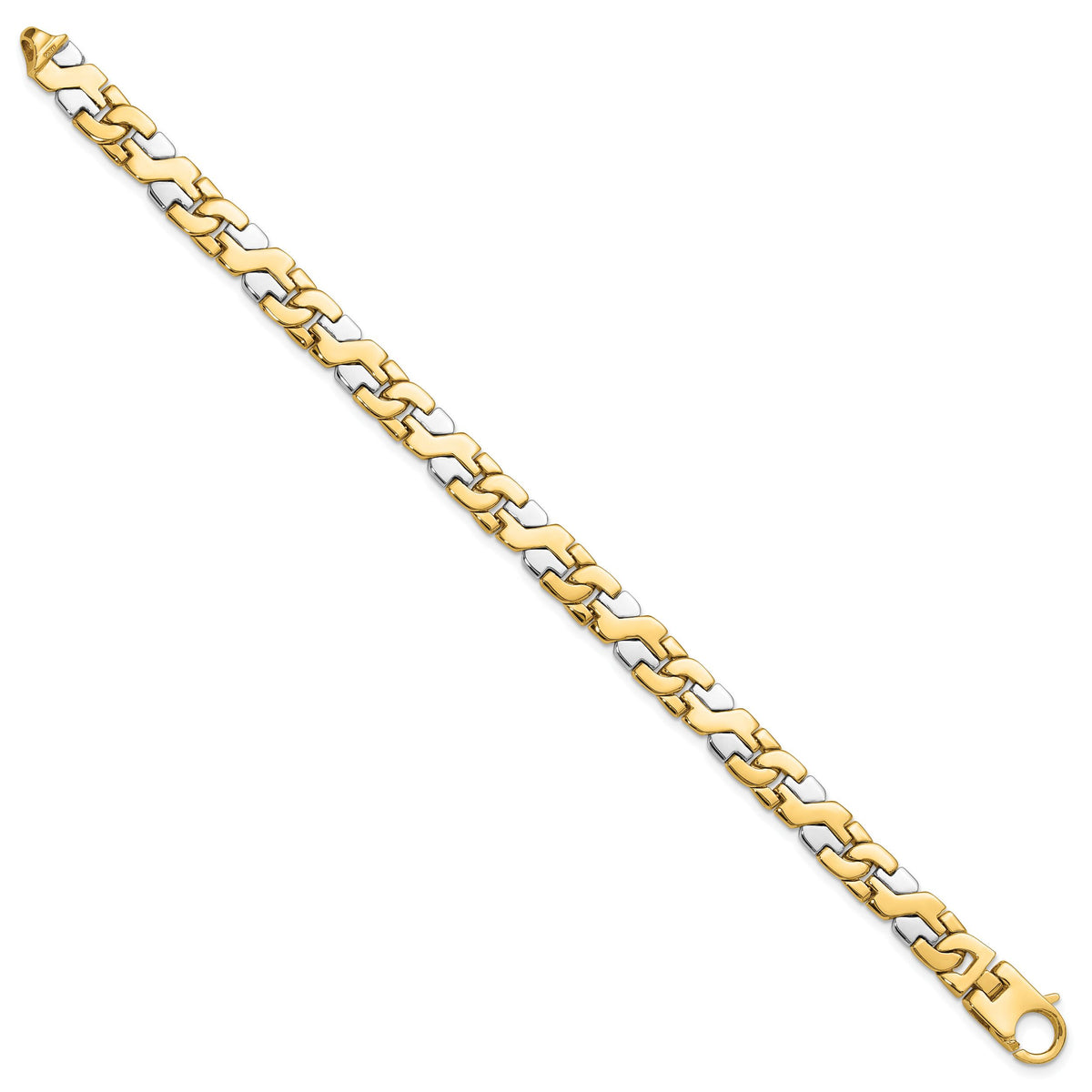 14K Two-tone 8.8mm Hand Polished Fancy Link Bracelet-LK565-9