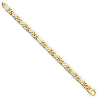 14K Two-tone 8.8mm Hand Polished Fancy Link Bracelet-LK565-9