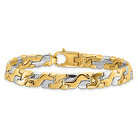 14K Two-tone 8.8mm Hand Polished Fancy Link Bracelet-LK565-9