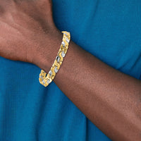 14K Two-tone 8.8mm Hand Polished Fancy Link Bracelet-LK565-9
