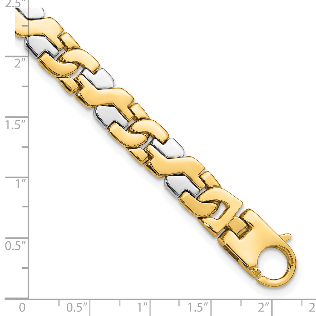 14K Two-tone 8.8mm Hand Polished Fancy Link Bracelet-LK565-9