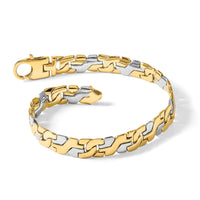 14K Two-tone 8.8mm Hand Polished Fancy Link Bracelet-LK565-9