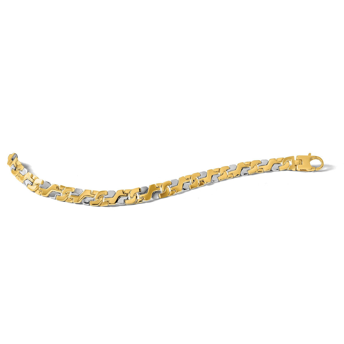 14K Two-tone 8.8mm Hand Polished Fancy Link Bracelet-LK565-9