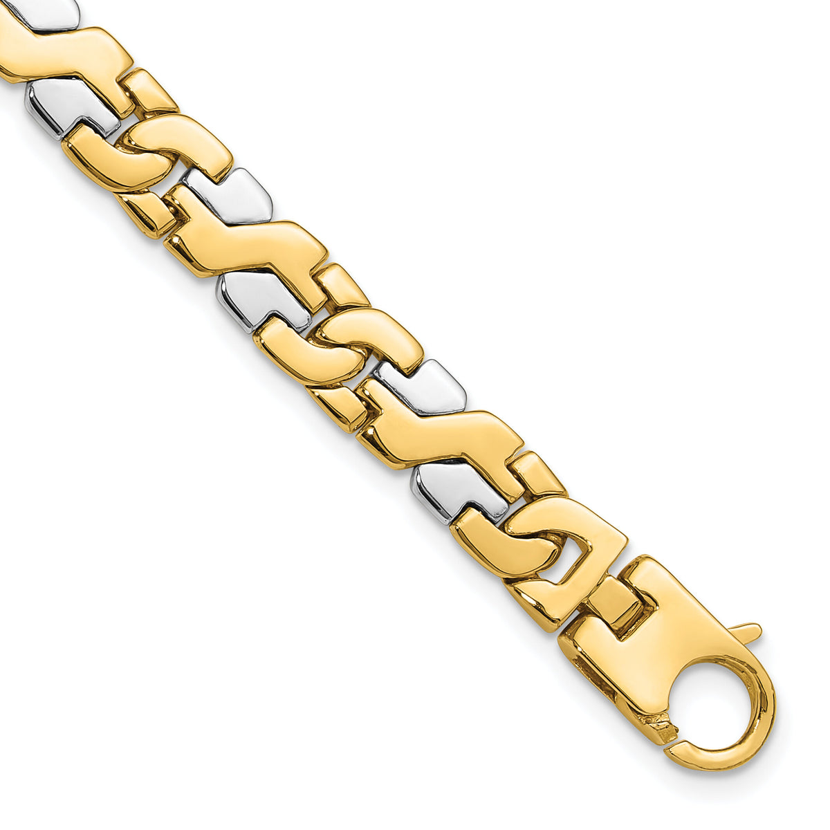14K Two-tone 8.8mm Hand Polished Fancy Link Bracelet-LK565-9