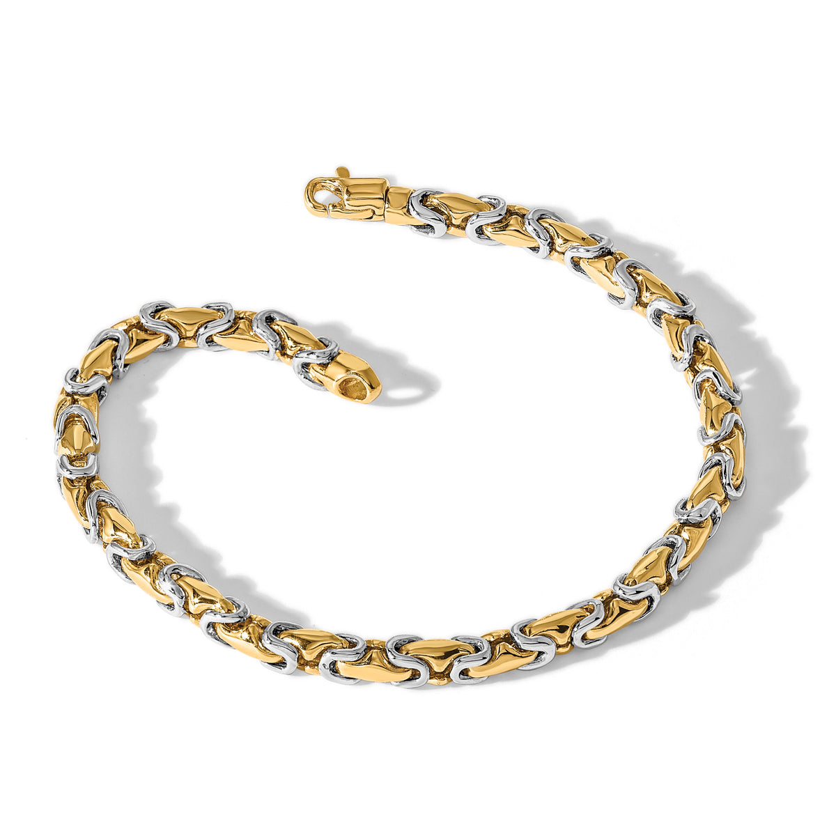 14k Two-tone 4.2mm Hand-polished Fancy Link Bracelet-LK571-8