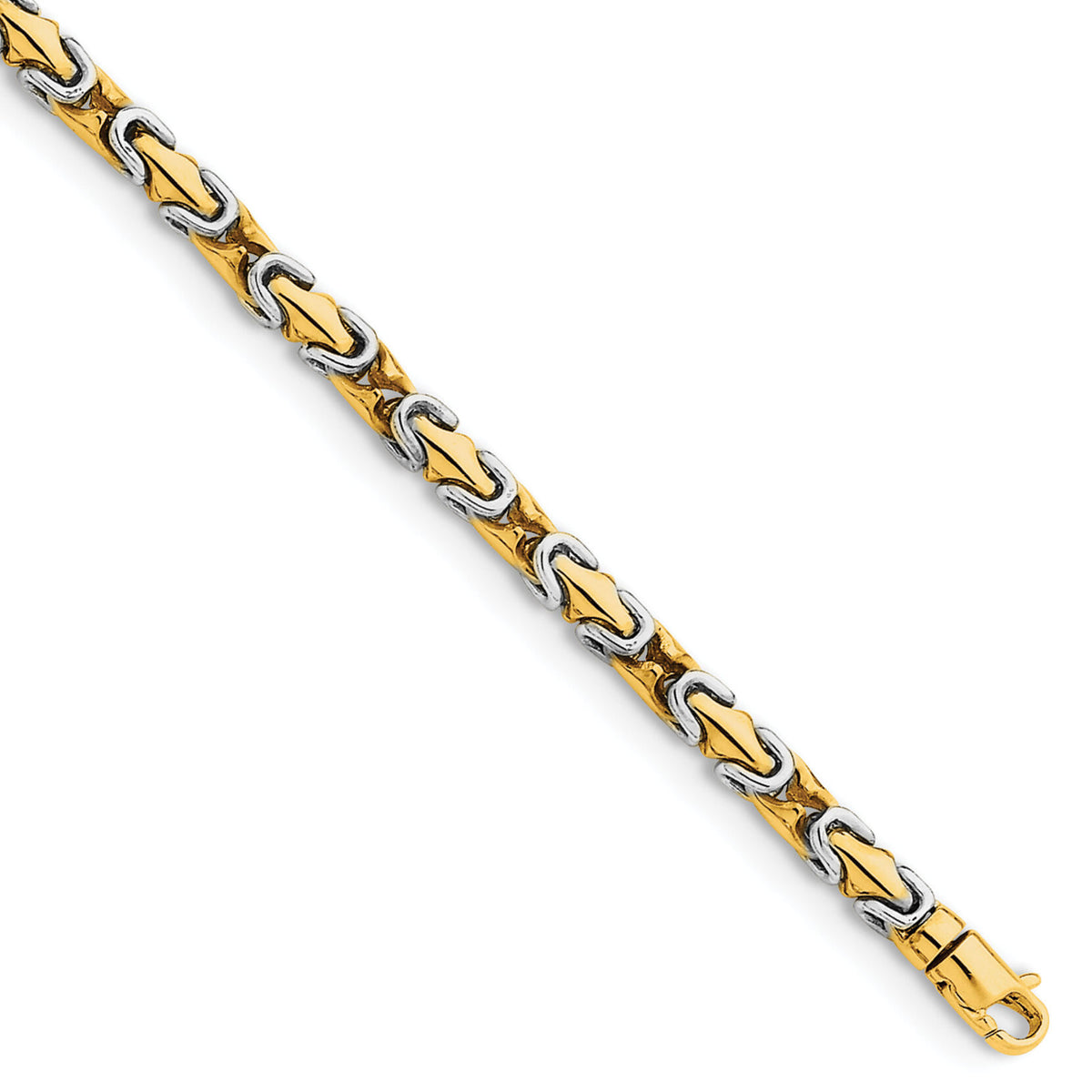 14k Two-tone 4.2mm Hand-polished Fancy Link Bracelet-LK571-8