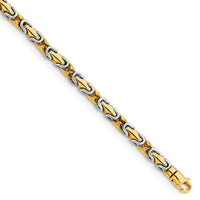 14k Two-tone 4.2mm Hand-polished Fancy Link Bracelet-LK571-8