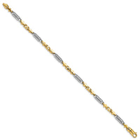 14K Two-tone 4.6mm Hand-polished Fancy Link Bracelet-LK573-8.75
