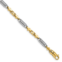 14K Two-tone 4.6mm Hand-polished Fancy Link Bracelet-LK573-8.75