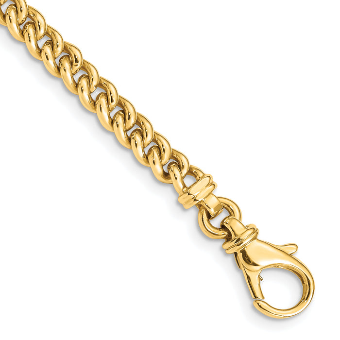 14k 4.5mm Hand Polished Fancy Link Bracelet-LK580-8