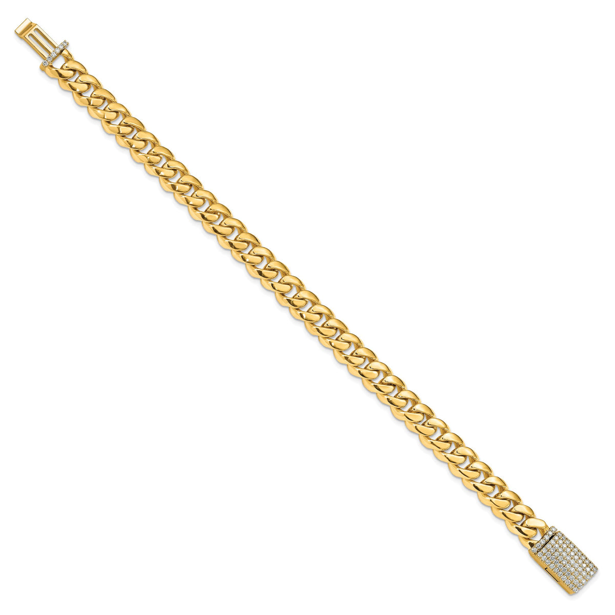 14k 8.7mm Hand-polished Miami Cuban Link Diamond Clasp Bracelet-LK587DIA-8.25