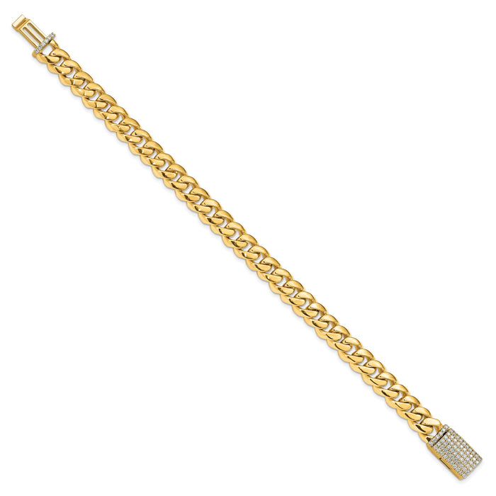 14k 8.7mm Hand-polished Miami Cuban Link Diamond Clasp Bracelet-LK587DIA-8.25