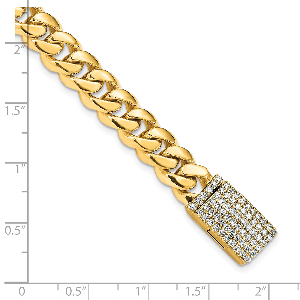 14k 8.7mm Hand-polished Miami Cuban Link Diamond Clasp Bracelet-LK587DIA-8.25