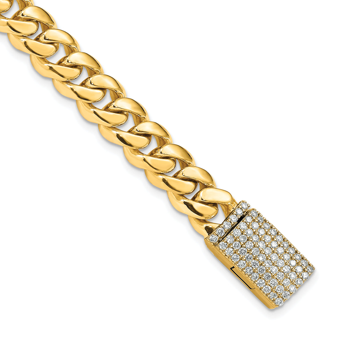 14k 8.7mm Hand-polished Miami Cuban Link Diamond Clasp Bracelet-LK587DIA-8.25