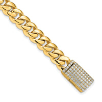 14k 8.7mm Hand-polished Miami Cuban Link Diamond Clasp Bracelet-LK587DIA-8.25