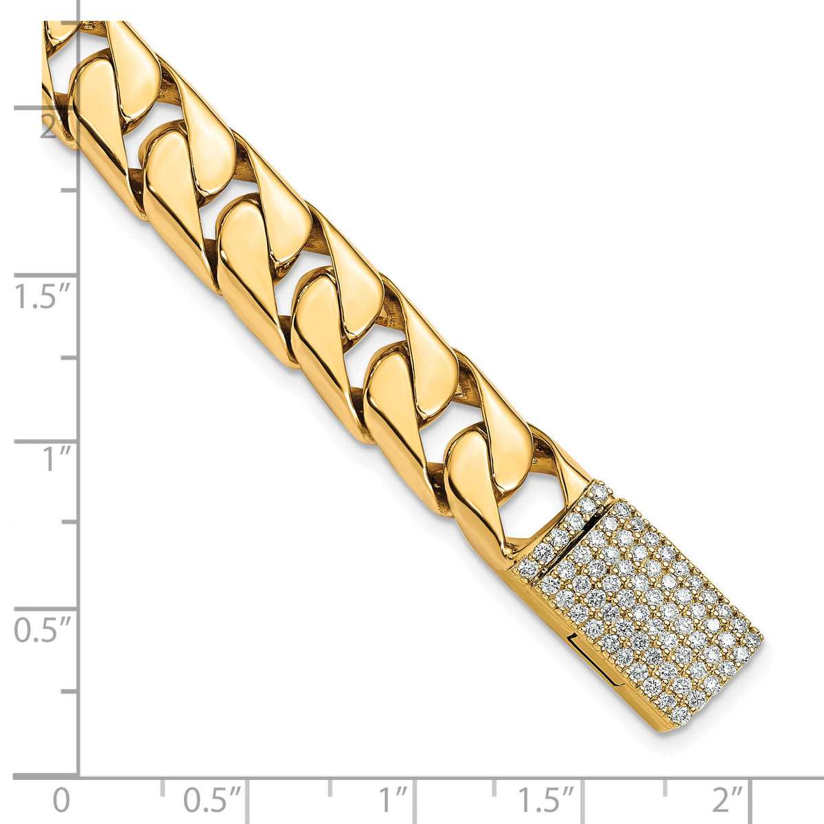 14k 10.20mm Hand-polished Half Round Curb Link Diamond Clasp Bracelet-LK590DIA-8.25