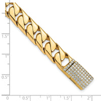 14k 10.20mm Hand-polished Half Round Curb Link Diamond Clasp Bracelet-LK590DIA-8.25