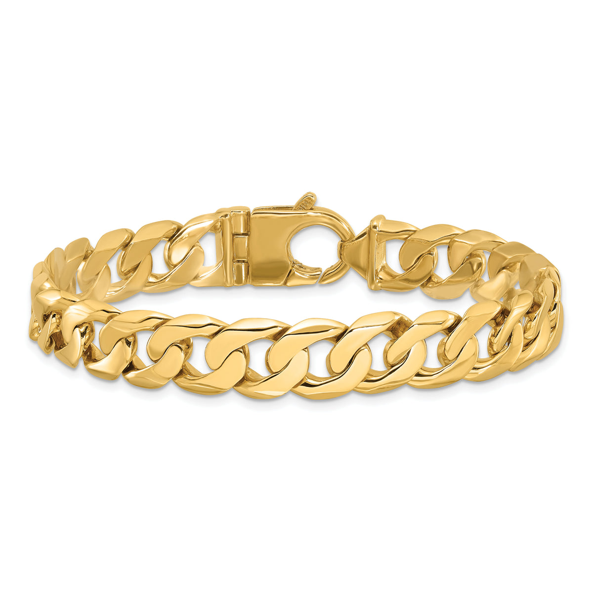 14K 11mm Hand Polished Fancy Curb Link Bracelet-LK665-8.25