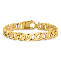14K 11mm Hand Polished Fancy Curb Link Bracelet-LK665-8.25