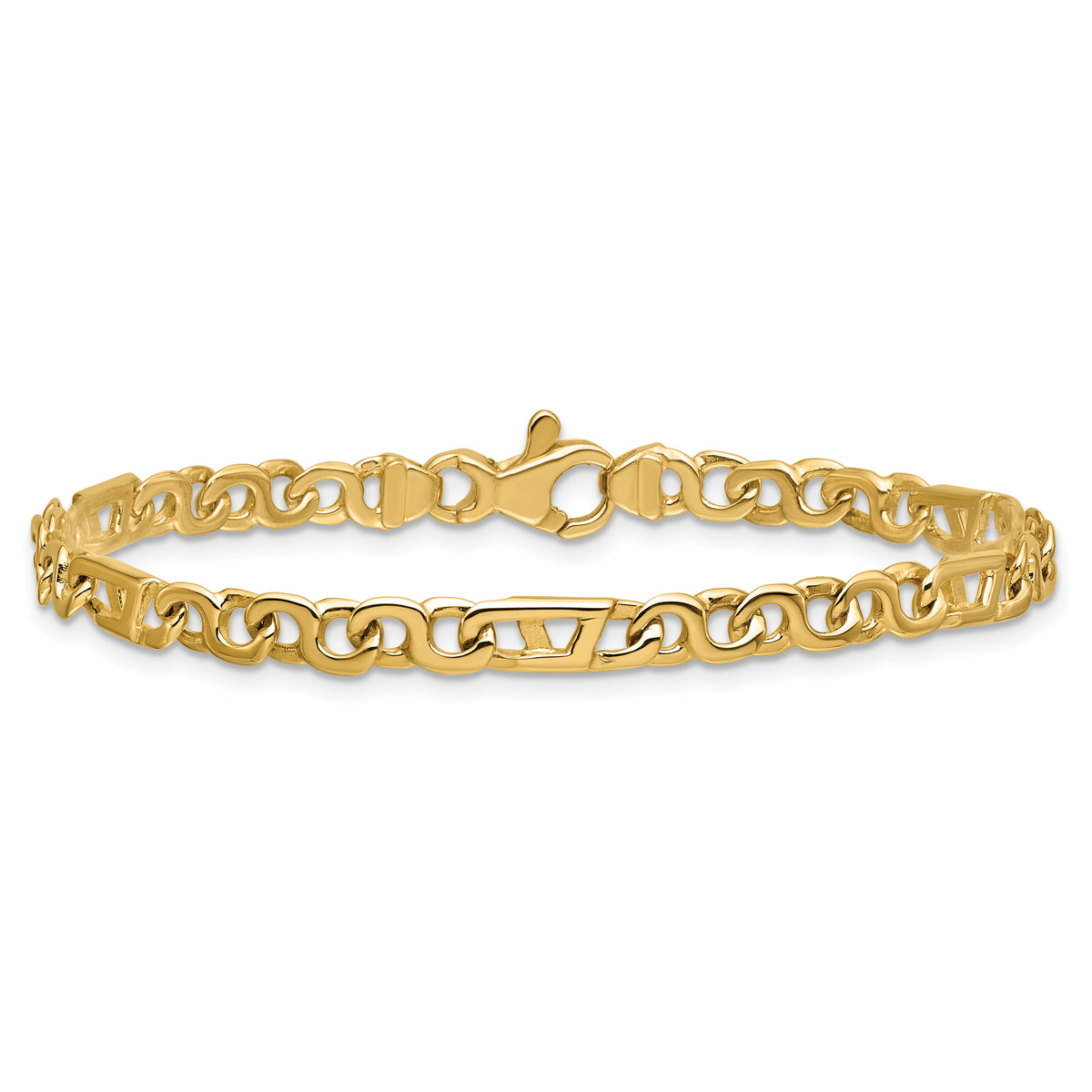 14K Hand Polished 4.3mm Fancy Link Bracelet-LK670-8