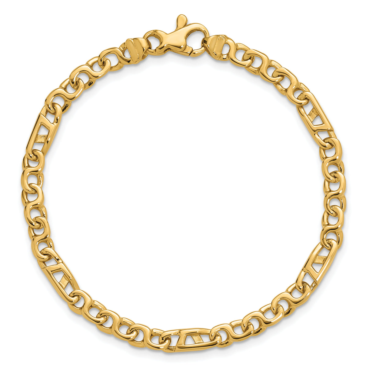 14K Hand Polished 4.3mm Fancy Link Bracelet-LK670-7