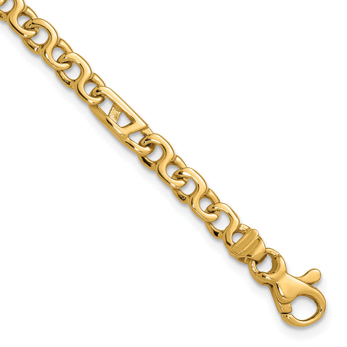 14K Hand Polished 4.3mm Fancy Link Bracelet-LK670-8