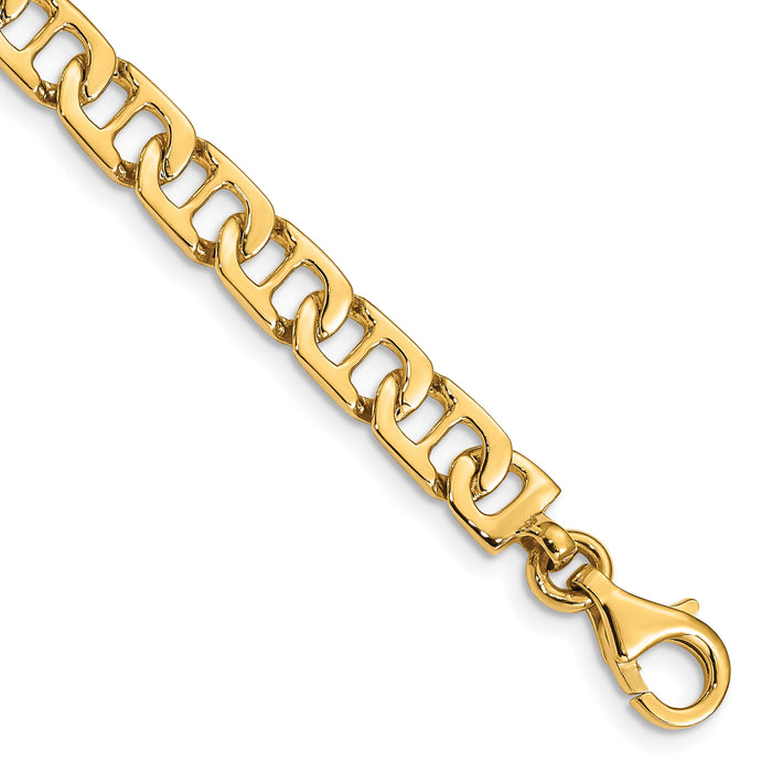 14k 6.5mm Hand-polished Fancy Anchor Link Bracelet-LK678-7