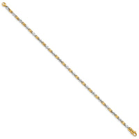 14k Two-tone 2.5mm Hand-polished Fancy Link Bracelet-LK694-8
