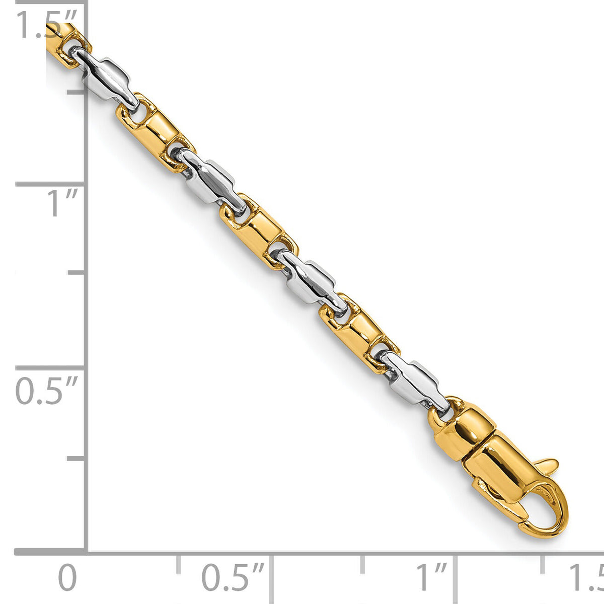 14k Two-tone 2.5mm Hand-polished Fancy Link Bracelet-LK694-7